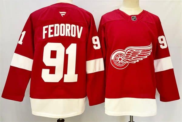 Detroit Red Wings #91 Sergei Fedorov Red 2024-25 Home Stitched Jersey