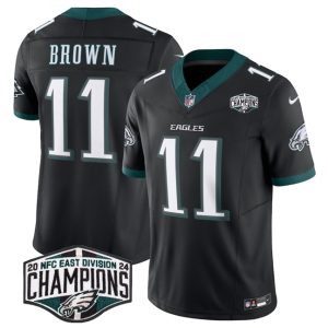 Philadelphia Eagles #11 A.J. Brown Black 2024 New NFC East Champions F.U.S.E. Vapor Untouchable Limited Stitched Jersey