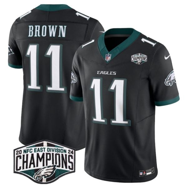 Philadelphia Eagles #11 A.J. Brown Black 2024 New NFC East Champions F.U.S.E. Vapor Untouchable Limited Stitched Jersey