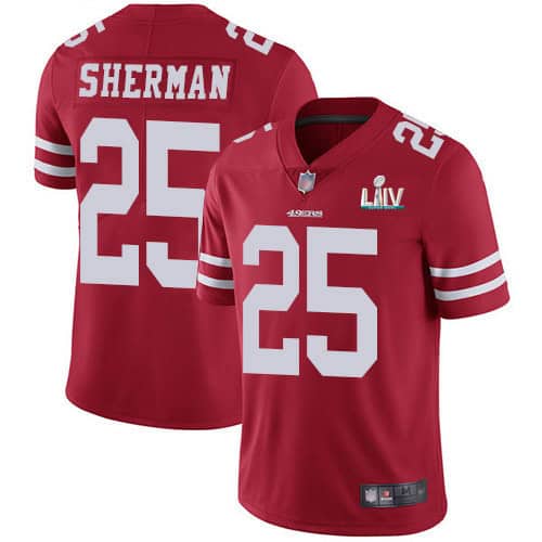 San Francisco 49ers #25 Richard Sherman Red Super Bowl LIV Vaper Untouchable Limited Stitched Jersey