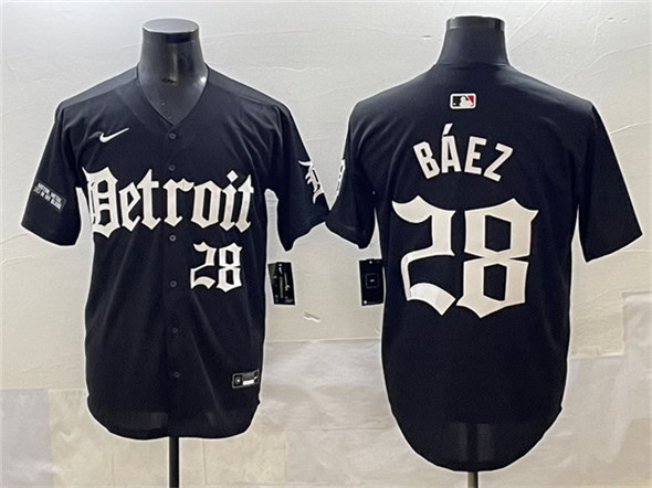 Detroit Tigers #28 Javier B¨¢ez Black 'Motor Gothic Edition' Vapor Premier Limited Stitched Jersey