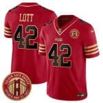 San Francisco 49ers #42 Ronnie Lott Red F.U.S.E. Golden Gate Bridge Patch Balck Scarlet Vapor Limited Stitched Jersey