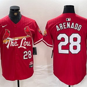 St. Louis Cardinals #28 Nolan Arenado Red 2024 City Connect Stitched Jersey