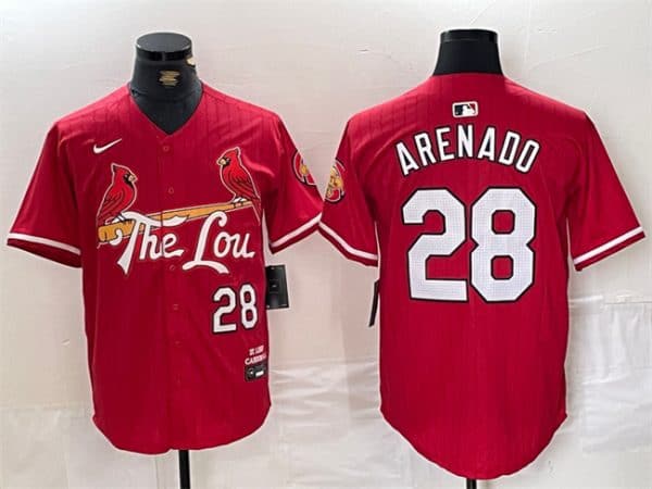 St. Louis Cardinals #28 Nolan Arenado Red 2024 City Connect Stitched Jersey