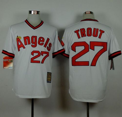Angels Of Anaheim #27 Mike Trout White 1980 Turn Back The Clock Stitched Jersey