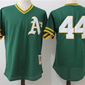Oakland Athletics #44 Reggie Jackson Mitchell Ness Green Cooperstown Mesh Batting Practice Stitched Jersey
