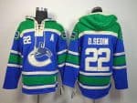 Canucks #22 Daniel Sedin Blue Sawyer Hooded Sweatshirt Stitched Jersey