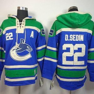 Canucks #22 Daniel Sedin Blue Sawyer Hooded Sweatshirt Stitched Jersey