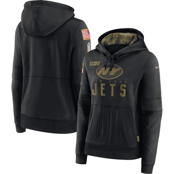New York Jets 2020 Black Salute To Service Sideline Performance Pullover Hoodie (Run Small)