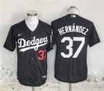 Los Angeles Dodgers #37 Teoscar Hern¨¢ndez Black Cool Base Stitched Jersey