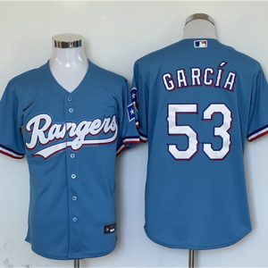 Texas Rangers #53 Adolis Garcia Blue With Patch Cool Base Stitched Jersey
