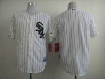 White Sox Blank White Black Strip Stitched Jersey