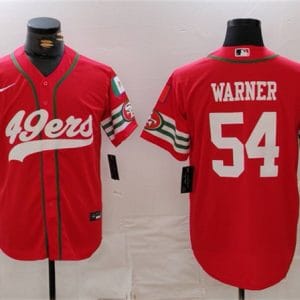 San Francisco 49ers #54 Fred Warner Red With Patch Cool Base Stitched Jersey