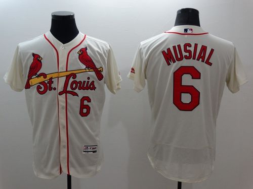 Cardinals #6 Stan Musial Cream Flexbase Authentic Collection Stitched Jersey