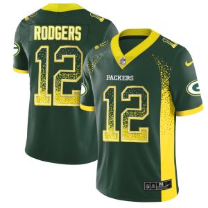 Packers #12 Aaron Rodgers Green 2018 Drift Fashion Color Rush Limited Stitched Jersey