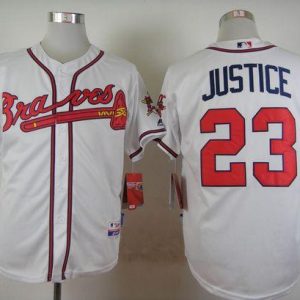 Braves #23 David Justice White Cool Base Stitched Jersey