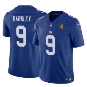 New York Giants #9 Matt Barkley Blue 2023 F.U.S.E. With John Madden Patch Vapor Limited Stitched Jersey