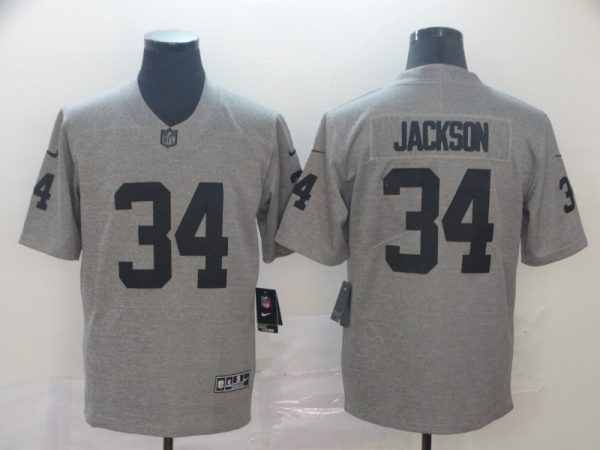 Raiders #34 Bo Jackson Grey Limited Stitched Jersey