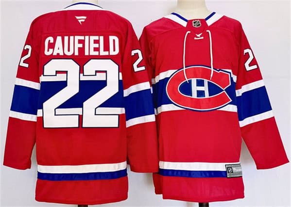 Montreal Canadiens #22 Cole Caufield Red 2024-25 Stitched Jersey
