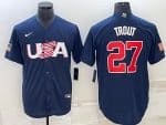 USA Baseball #27 Mike Trout 2023 Navy World Baseball Classic Stitched Jersey