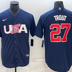 USA Baseball #27 Mike Trout 2023 Navy World Baseball Classic Stitched Jersey