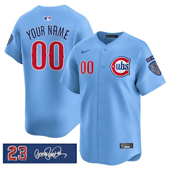 Chicago Cubs Custom Blue 'Ryne Sandberg Tribute' Vapor Limited V3 Stitched Jersey