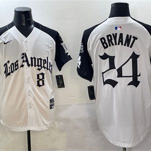 Los Angeles Dodgers Front #8 Back #24 Kobe Bryant White Black Mexico 2025 LA Gothic Style With Fernando Patch Vapor Premier Limited Stitched Jersey