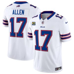 Buffalo Bills #17 Josh Allen White 2023 F.U.S.E. With 4-Star C Patch Vapor Untouchable Limited Stitched Jersey