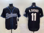 Los Angeles Dodgers #11 Roki Sasaki Black With Patch Cool Base Stitched Jersey