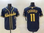 Milwaukee Brewers #11 Jackson Chourio Navy With Home Patch Limited Stitched Jersey