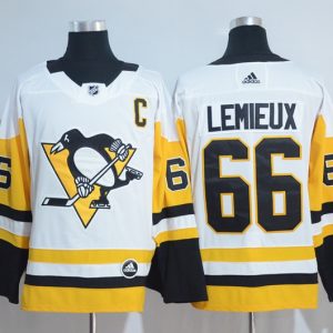 Pittsburgh Penguins #66 Mario Lemieux Adidas White Road Authentic Stitched Jersey