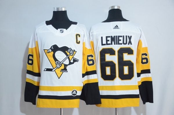 Pittsburgh Penguins #66 Mario Lemieux Adidas White Road Authentic Stitched Jersey