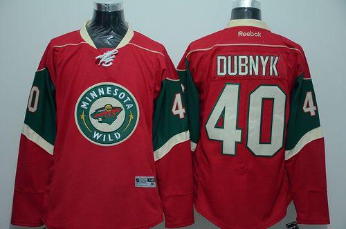 Wild #40 Devan Dubnyk Red Stitched Jersey