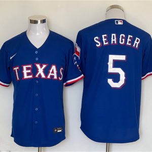 Texas Rangers #5 Corey Seager Royal With Patch Cool Base Stitched Jersey