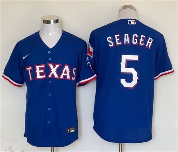 Texas Rangers #5 Corey Seager Royal With Patch Cool Base Stitched Jersey
