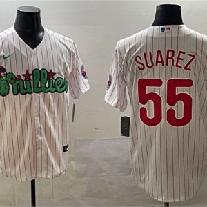 Philadelphia Phillies #55 Ranger Su¨¢rez White Phanatic Cool Base Stitched Jersey