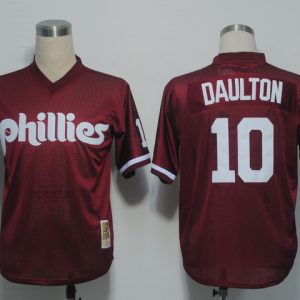Mitchell And Ness 1991 Phillies #10 Darren Daulton Red Stitched Jersey