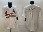 St. Louis Cardinals #1 Ozzie Smith White Cool Base Stitched Jersey