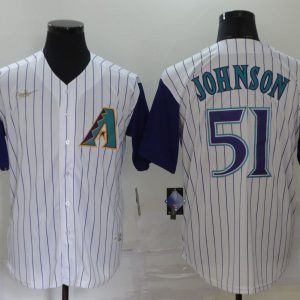 Arizona Diamondbacks #51 Randy Johnson White Throwback Cool Base Stitched Jersey