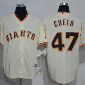 Giants #47 Johnny Cueto Cream New Cool Base Stitched Jersey