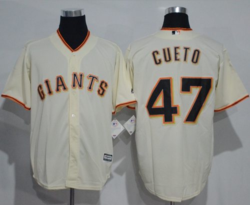 Giants #47 Johnny Cueto Cream New Cool Base Stitched Jersey