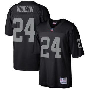 Las Vegas Raiders #24 Charles Woodson Black Mitchell Ness Stitched Jersey
