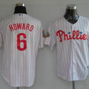 Phillies #6 Ryan Howard Stitched White Red Strip Jersey