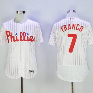 Phillies #7 Maikel Franco White(Red Strip) Flexbase Authentic Collection Stitched Jersey