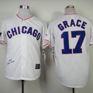 Mitchell And Ness 1968 Cubs #17 Mark Grace White Throwback Stitched Jersey