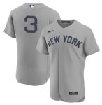 New York Yankees #3 Babe Ruth 2021 Gray Field Of Dreams Flex Base Stitched Baseball Jersey