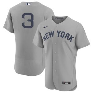 New York Yankees #3 Babe Ruth 2021 Gray Field Of Dreams Flex Base Stitched Baseball Jersey
