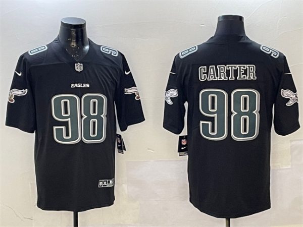 Philadelphia Eagles #98 Jalen Carter Black Fashion New Vapor Untouchable Limited Stitched Jersey