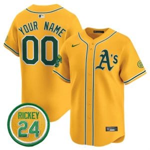 Oakland Athletics Custom Yellow 2024 Limited With Rickey Henderson Patch Stitched Jersey