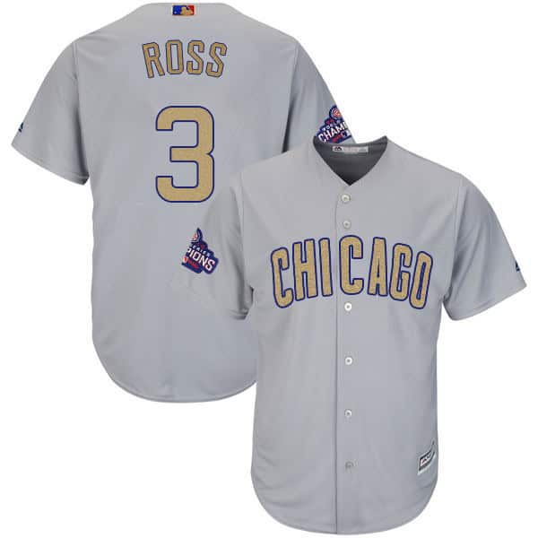 Chicago Cubs #3 David Ross World Series Champions Gold Program Cool Base Stitched Jersey